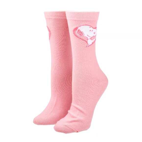 Peanuts Pink Snoopy Crochet 2 Pair Adult Crew Sock Set - Picture 5 of 10